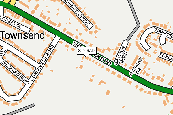 ST2 9AD map - OS OpenMap – Local (Ordnance Survey)