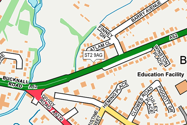 ST2 9AG map - OS OpenMap – Local (Ordnance Survey)