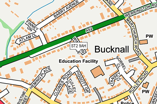 ST2 9AH map - OS OpenMap – Local (Ordnance Survey)