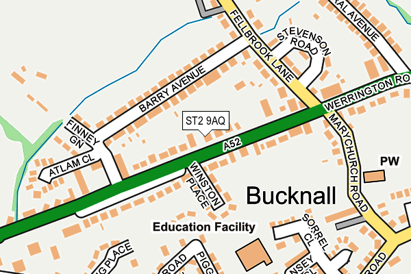 ST2 9AQ map - OS OpenMap – Local (Ordnance Survey)