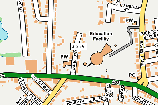 ST2 9AT map - OS OpenMap – Local (Ordnance Survey)