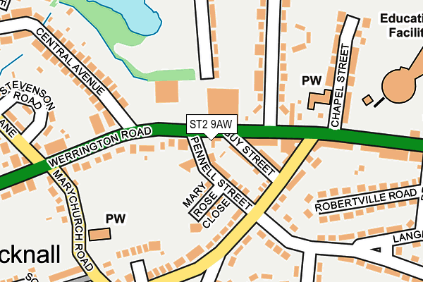 ST2 9AW map - OS OpenMap – Local (Ordnance Survey)