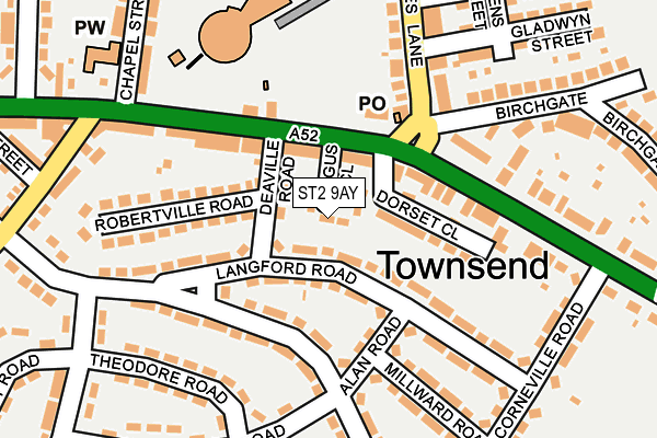 ST2 9AY map - OS OpenMap – Local (Ordnance Survey)