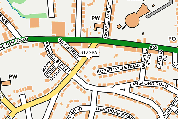 ST2 9BA map - OS OpenMap – Local (Ordnance Survey)