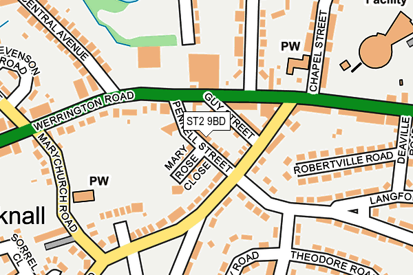 ST2 9BD map - OS OpenMap – Local (Ordnance Survey)