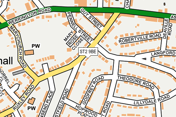 ST2 9BE map - OS OpenMap – Local (Ordnance Survey)