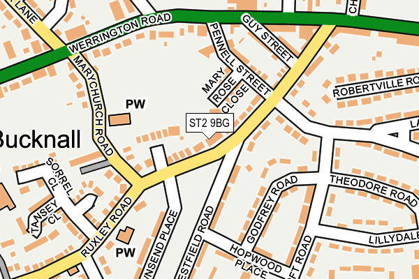 ST2 9BG map - OS OpenMap – Local (Ordnance Survey)