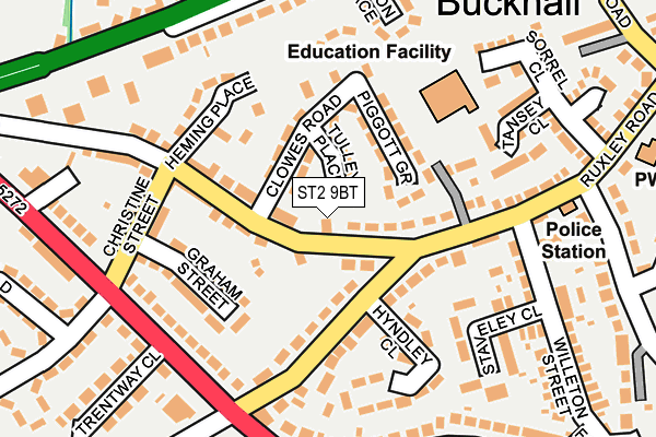 ST2 9BT map - OS OpenMap – Local (Ordnance Survey)