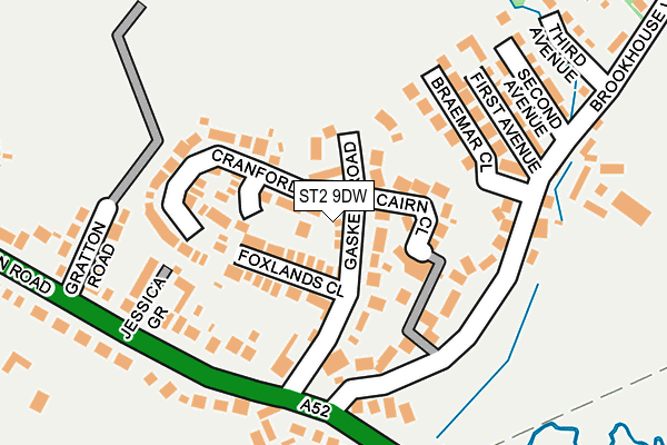 ST2 9DW map - OS OpenMap – Local (Ordnance Survey)