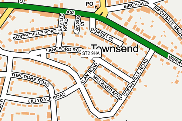 ST2 9HA map - OS OpenMap – Local (Ordnance Survey)