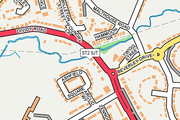 ST2 9JT map - OS OpenMap – Local (Ordnance Survey)