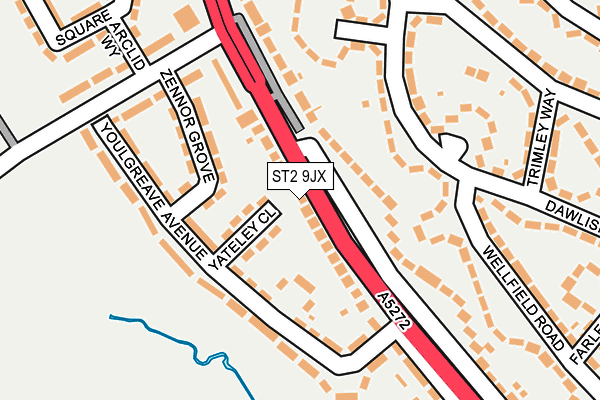 ST2 9JX map - OS OpenMap – Local (Ordnance Survey)