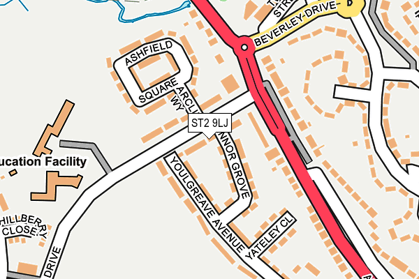 ST2 9LJ map - OS OpenMap – Local (Ordnance Survey)
