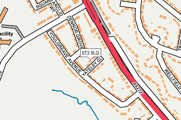 ST2 9LQ map - OS OpenMap – Local (Ordnance Survey)