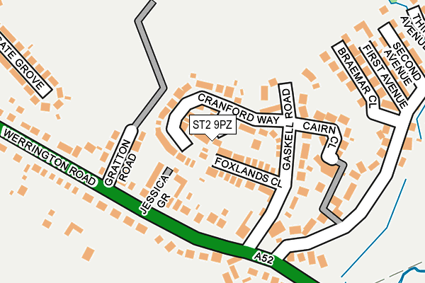 ST2 9PZ map - OS OpenMap – Local (Ordnance Survey)