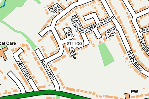ST2 9QQ map - OS OpenMap – Local (Ordnance Survey)