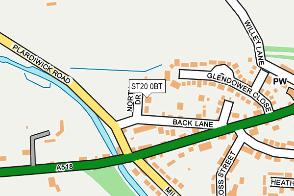 ST20 0BT map - OS OpenMap – Local (Ordnance Survey)