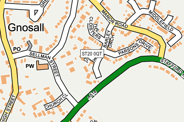 ST20 0QT map - OS OpenMap – Local (Ordnance Survey)