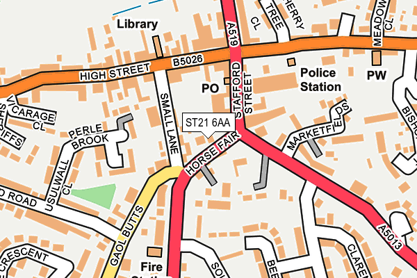 ST21 6AA map - OS OpenMap – Local (Ordnance Survey)