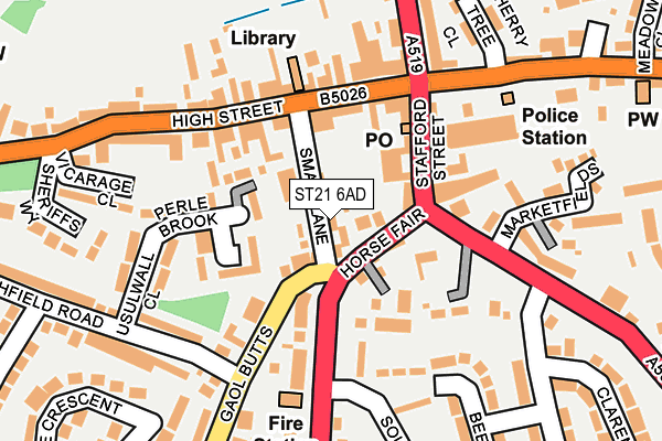 ST21 6AD map - OS OpenMap – Local (Ordnance Survey)