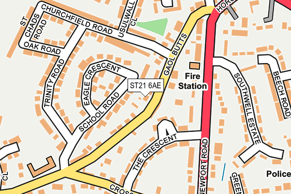 ST21 6AE map - OS OpenMap – Local (Ordnance Survey)