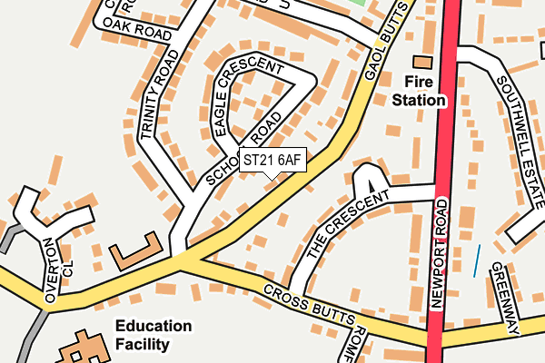 ST21 6AF map - OS OpenMap – Local (Ordnance Survey)