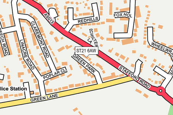 ST21 6AW map - OS OpenMap – Local (Ordnance Survey)