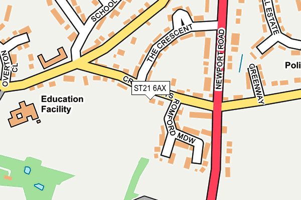 ST21 6AX map - OS OpenMap – Local (Ordnance Survey)