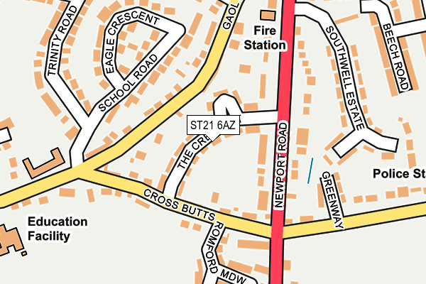 ST21 6AZ map - OS OpenMap – Local (Ordnance Survey)