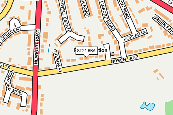 ST21 6BA map - OS OpenMap – Local (Ordnance Survey)