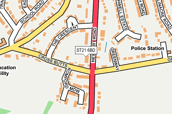 ST21 6BD map - OS OpenMap – Local (Ordnance Survey)