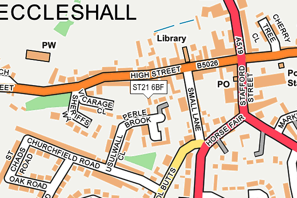 ST21 6BF map - OS OpenMap – Local (Ordnance Survey)