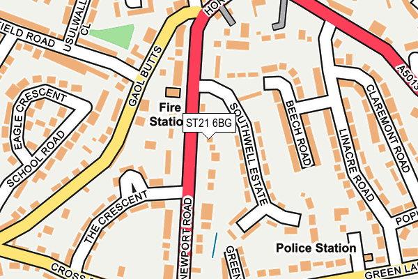 ST21 6BG map - OS OpenMap – Local (Ordnance Survey)