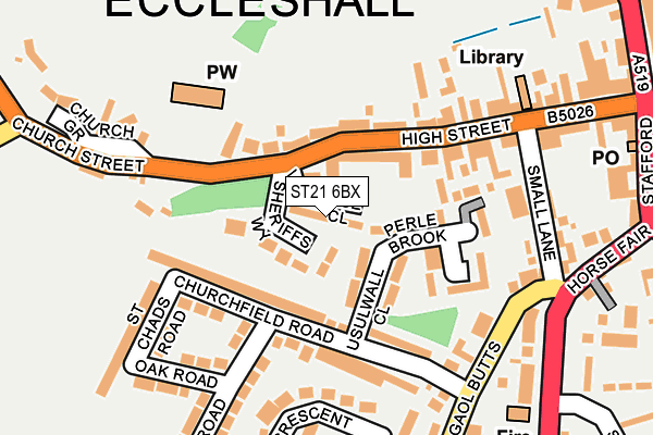 ST21 6BX map - OS OpenMap – Local (Ordnance Survey)