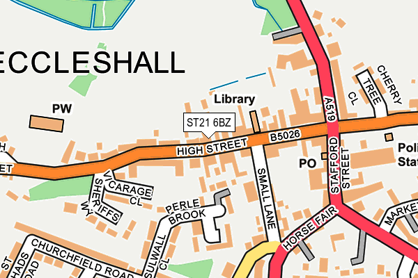 ST21 6BZ map - OS OpenMap – Local (Ordnance Survey)