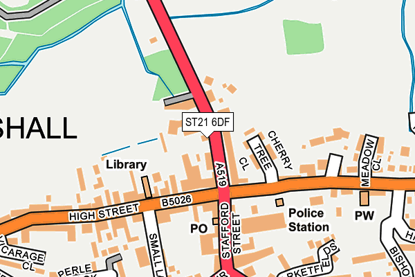 ST21 6DF map - OS OpenMap – Local (Ordnance Survey)