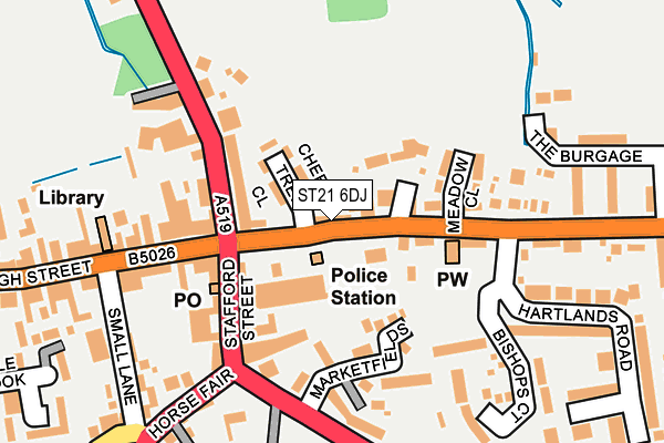 ST21 6DJ map - OS OpenMap – Local (Ordnance Survey)