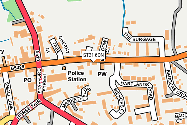 ST21 6DN map - OS OpenMap – Local (Ordnance Survey)