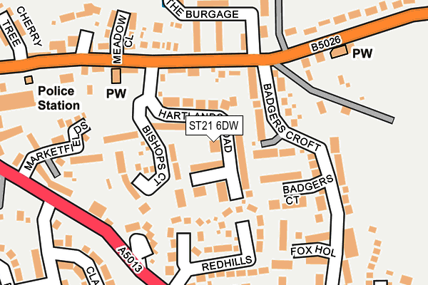 ST21 6DW map - OS OpenMap – Local (Ordnance Survey)