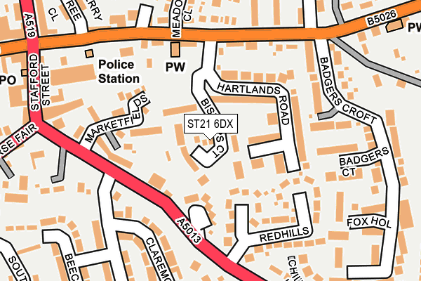 ST21 6DX map - OS OpenMap – Local (Ordnance Survey)