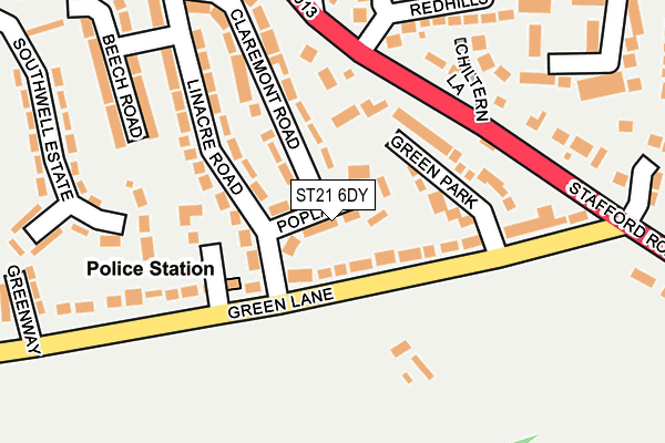 ST21 6DY map - OS OpenMap – Local (Ordnance Survey)