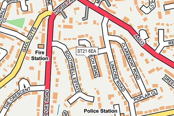 ST21 6EA map - OS OpenMap – Local (Ordnance Survey)