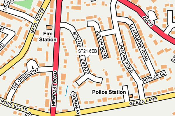 ST21 6EB map - OS OpenMap – Local (Ordnance Survey)