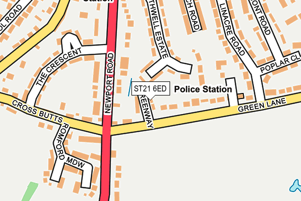 ST21 6ED map - OS OpenMap – Local (Ordnance Survey)