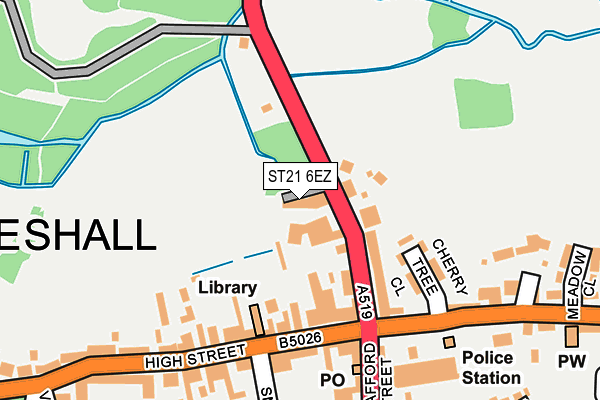 ST21 6EZ map - OS OpenMap – Local (Ordnance Survey)