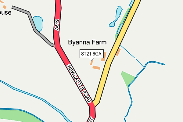 ST21 6GA map - OS OpenMap – Local (Ordnance Survey)