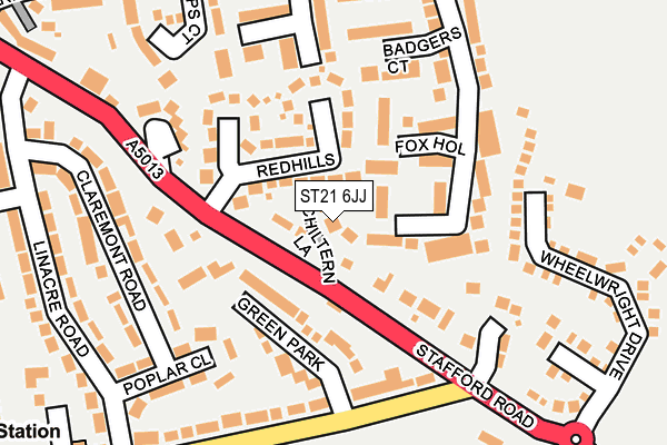 ST21 6JJ map - OS OpenMap – Local (Ordnance Survey)