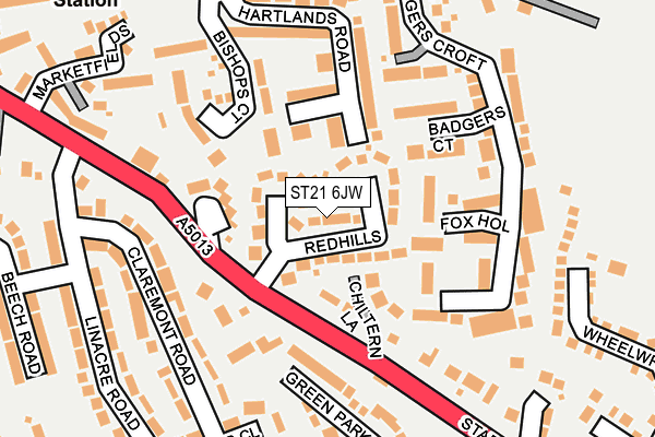 ST21 6JW map - OS OpenMap – Local (Ordnance Survey)