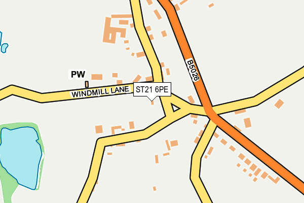 ST21 6PE map - OS OpenMap – Local (Ordnance Survey)