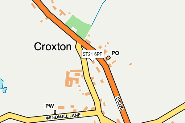 ST21 6PF map - OS OpenMap – Local (Ordnance Survey)